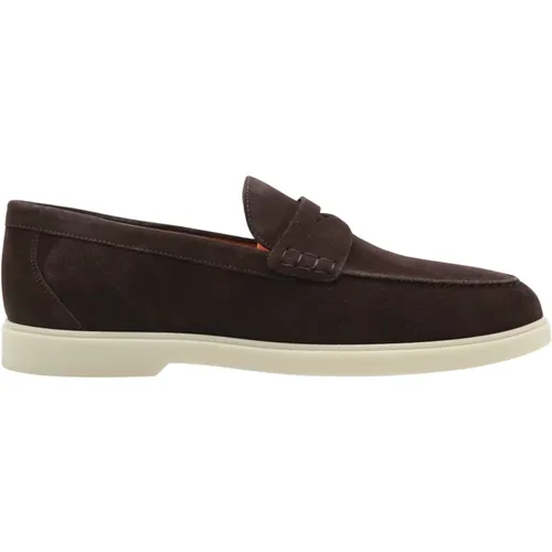 Brauner Wildleder Slip-On Loafer , Herren, Größe: 44 1/2 EU - Magnanni - Modalova