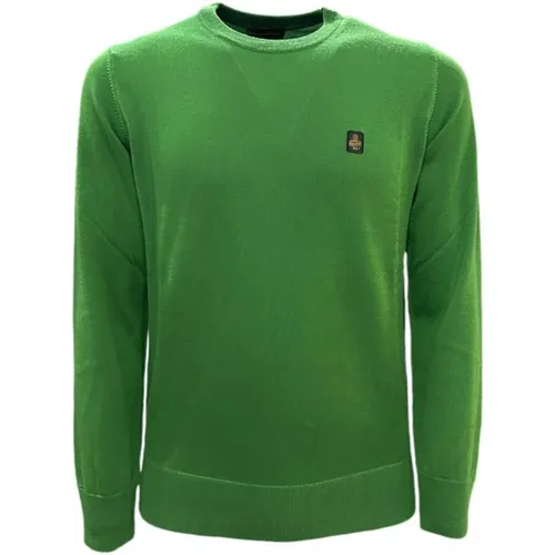 Grüner Wollpullover mit Frontlogo , Herren, Größe: L - RefrigiWear - Modalova