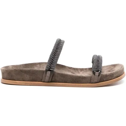 Sepia Braune Wildleder Slip-On Schuhe - BRUNELLO CUCINELLI - Modalova