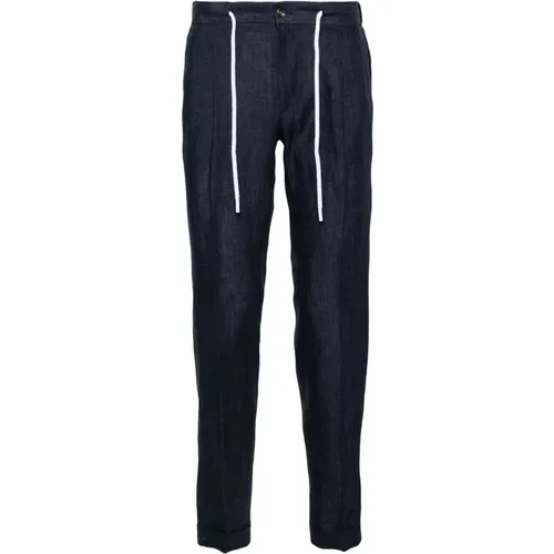 Linen Pleated Pants , male, Sizes: 2XL, L, M - Barba - Modalova