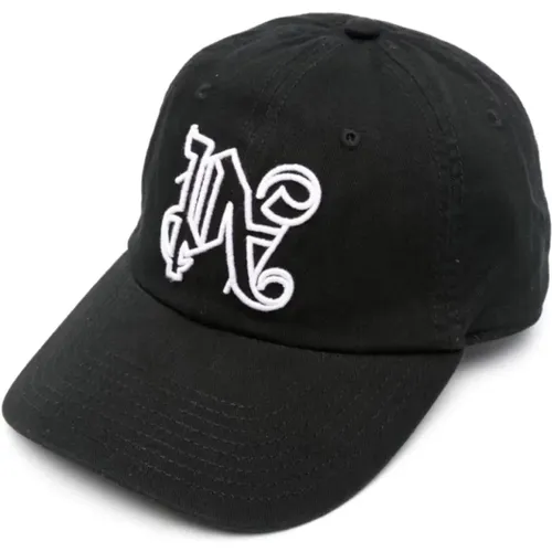 Monogramm-Logo Baseball Cap Schwarz/Weiß , Herren, Größe: ONE Size - Palm Angels - Modalova