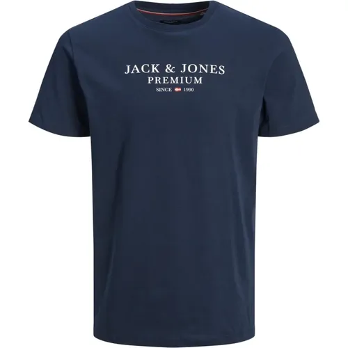 Casual T-Shirt mit 3D Label-Print - jack & jones - Modalova