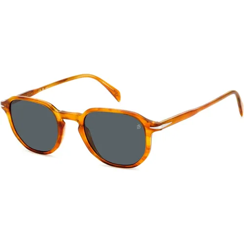 Gestreifte Braun/Grau Sonnenbrille DB 1140/S , Herren, Größe: 50 MM - Eyewear by David Beckham - Modalova