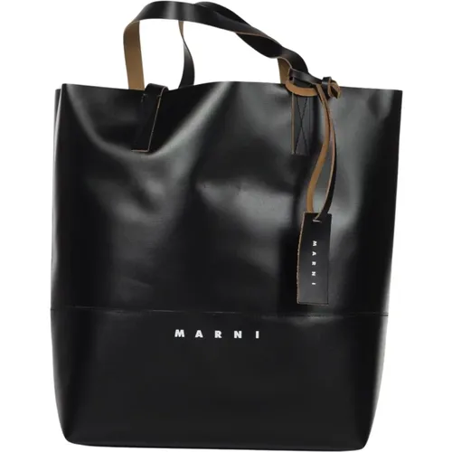 Shopping Bag with Plate , female, Sizes: ONE SIZE - Marni - Modalova