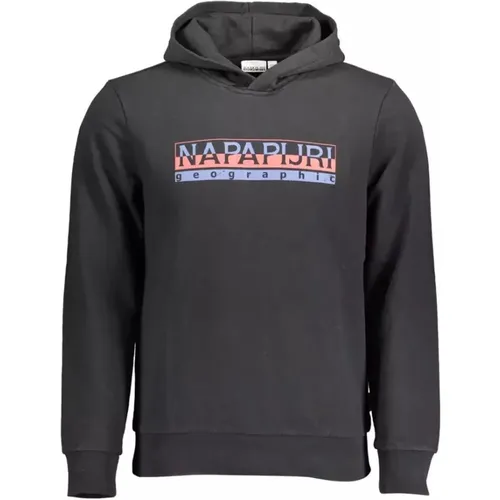 Schwarzer Baumwollkapuzenpullover , Herren, Größe: 2XL - Napapijri - Modalova