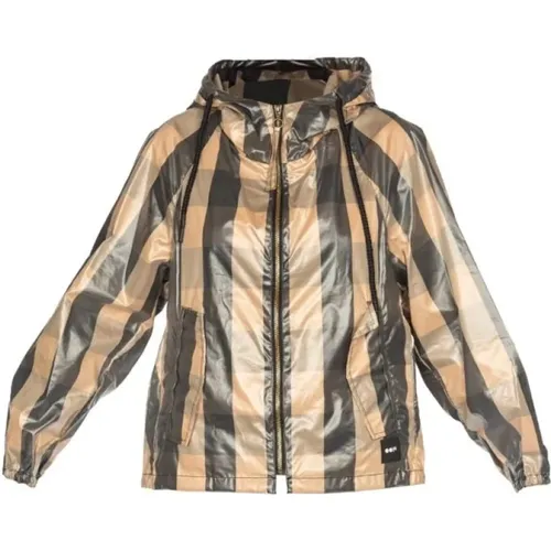 Plaid Short Hooded Jacket , female, Sizes: S, XS - OOF Wear - Modalova