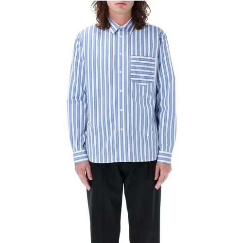 Blue White Striped Patch Shirt , male, Sizes: M, S, L - JW Anderson - Modalova