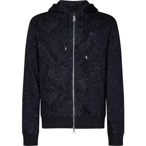 Blauer Blumen Paisley Reißverschluss Pullover - ETRO - Modalova