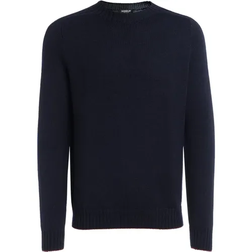 Blauer Woll-Rundhalsausschnitt-Pullover , Herren, Größe: M - Dondup - Modalova