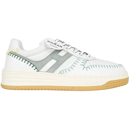 Leather Sneakers with H Detail , female, Sizes: 5 UK, 3 1/2 UK, 4 UK, 3 UK, 7 UK, 4 1/2 UK, 5 1/2 UK - Hogan - Modalova