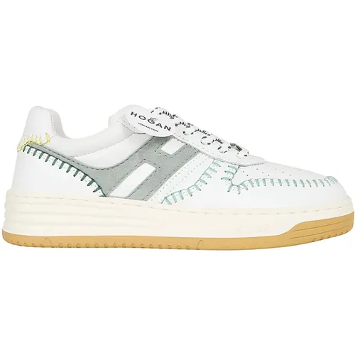 Leather Sneakers with H Detail , female, Sizes: 5 UK, 3 1/2 UK, 4 UK, 3 UK, 7 UK, 4 1/2 UK, 8 UK, 5 1/2 UK - Hogan - Modalova