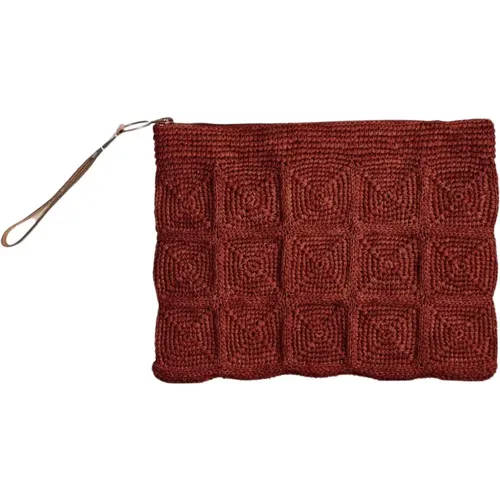 Raphia Gehäkelte Clutch , Damen, Größe: ONE Size - Ibeliv - Modalova