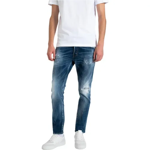 Stylische Jeans mit Lederapplikationen , Herren, Größe: M - Dsquared2 - Modalova