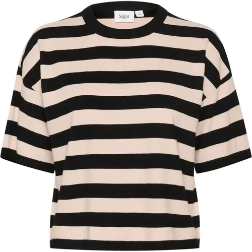 Striped Pullover Sweater Black , female, Sizes: XL, M, L, S, XS - Saint Tropez - Modalova