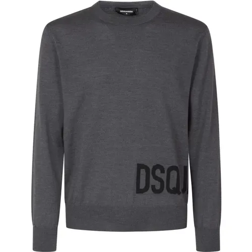 Grey Crewneck Sweaters , male, Sizes: L, S, XL - Dsquared2 - Modalova