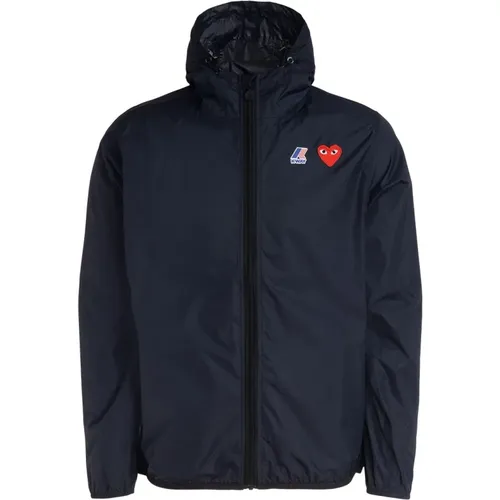 Marineblaue Windbreaker Jacke Unisex Nylon , Herren, Größe: L - Comme des Garçons Play - Modalova