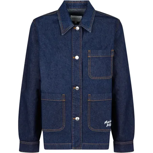 Indigo Denim Arbeitskleidung Jacke , Herren, Größe: S - Maison Kitsuné - Modalova