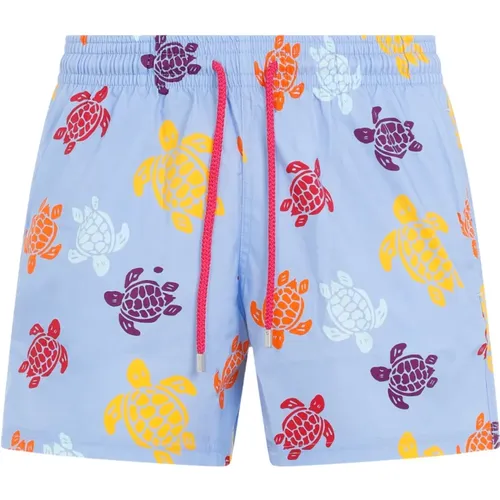 Blue Swim Shorts with Tortues Print , male, Sizes: S - Vilebrequin - Modalova