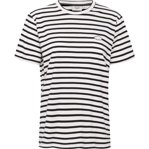 Striped T-Shirt Top Ice , female, Sizes: L, XS - Saint Tropez - Modalova