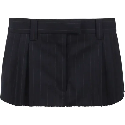 Pleated Pinstripe Miniskirt , female, Sizes: XS - Miu Miu - Modalova
