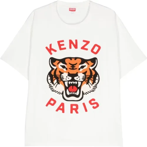 Lucky Tiger Embroidered T-shirts and Polos , male, Sizes: M, XL, L - Kenzo - Modalova