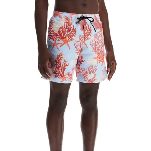 Baroque Sea Print Bermuda Shorts , male, Sizes: M - Versace - Modalova