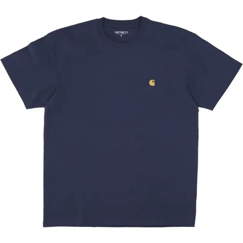 Blau/Gold Kurzarm T-Shirt Weiche Passform - Carhartt WIP - Modalova