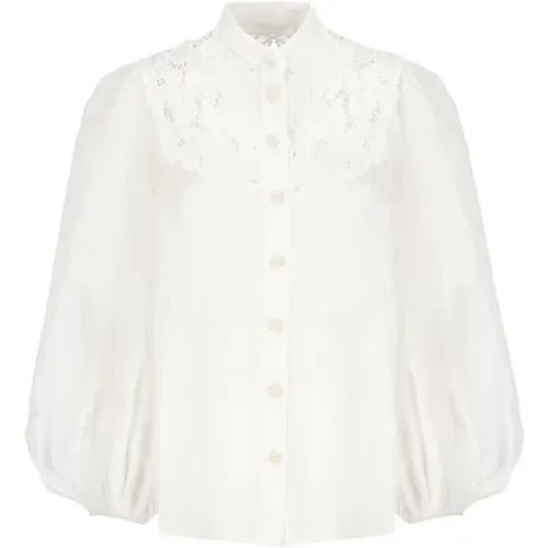 Ivory Spitzenbestickte Bluse , Damen, Größe: M - Zimmermann - Modalova