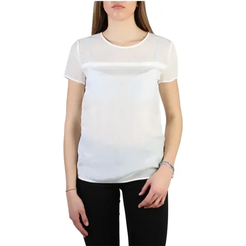 Seiden- und Viskose-Rückenschließung T-Shirt , Damen, Größe: S - Armani - Modalova