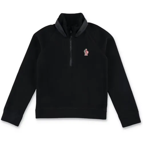 Schwarzer Fleece-Zip-Up-Sweatshirt Aw24 - Moncler - Modalova