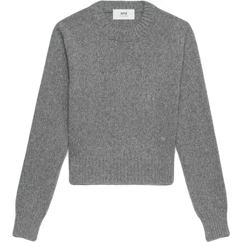 Casual Grauer Kaschmir Wollpullover , Damen, Größe: XS - Ami Paris - Modalova