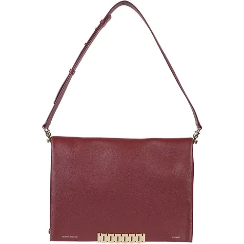 Burgundy Jumbo Chain Pouch Bag , female, Sizes: ONE SIZE - Victoria Beckham - Modalova