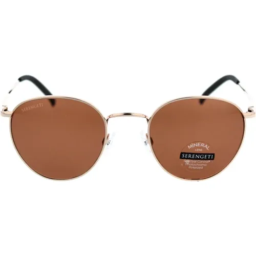 Rose Gold Polarized Sunglasses , unisex, Sizes: 50 MM - Serengeti - Modalova
