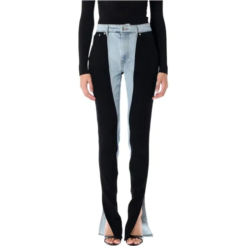 Bi-color Skinny Jeans Tokyo Blau Schwarz , Damen, Größe: W28 - Mugler - Modalova