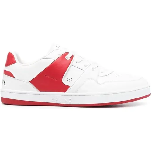 Leather Sneakers with Red Accents , male, Sizes: 10 UK - Celine - Modalova