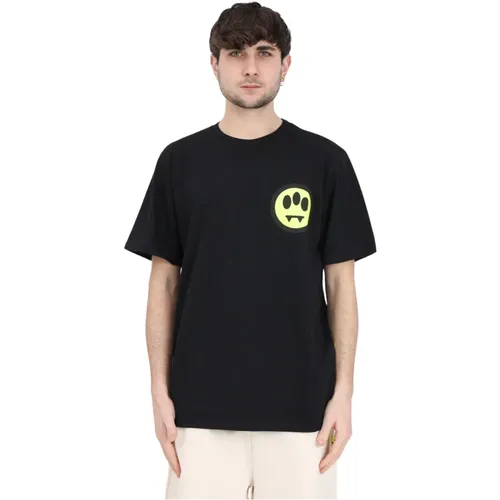 Schwarzes T-Shirt mit Druck und Lächeln , Herren, Größe: XL - Barrow - Modalova