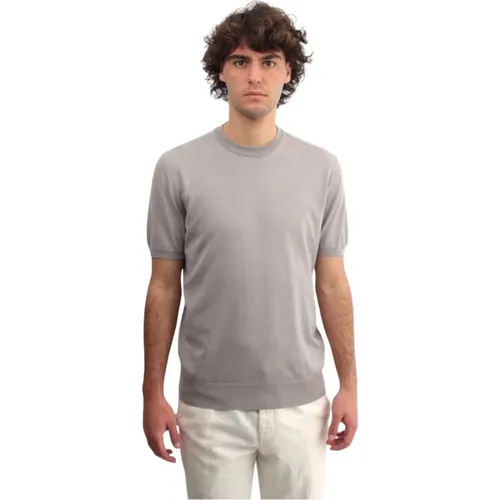 Kurzarm-Rundhals-T-Shirt in Grau , Herren, Größe: XL - Altea - Modalova