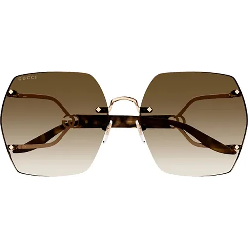 Metallische Sonnenbrille für Frauen , Damen, Größe: 62 MM - Gucci - Modalova