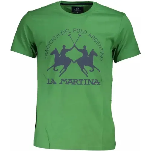 Elegantes Grünes Baumwoll-T-Shirt - LA MARTINA - Modalova