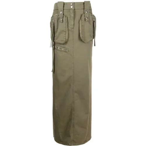 Military Cotton Skirt with Satin Inserts , female, Sizes: 2XS, S, XS - Blumarine - Modalova