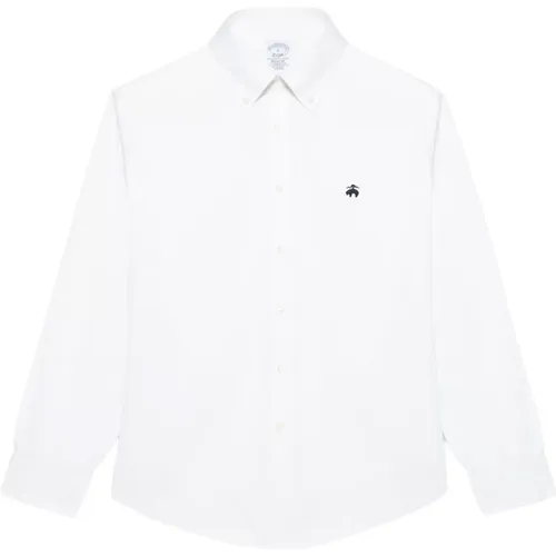 Weißes Regular Fit Non-Iron Stretch Supima Baumwoll-Casual-Hemd mit Button-Down-Kragen , Herren, Größe: 2XL - Brooks Brothers - Modalova