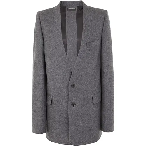 Grey Melange Collarless Jacket , female, Sizes: XL - Ann Demeulemeester - Modalova