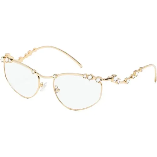 Goldene Optische Brille mit Stil , Damen, Größe: 55 MM - Swarovski - Modalova