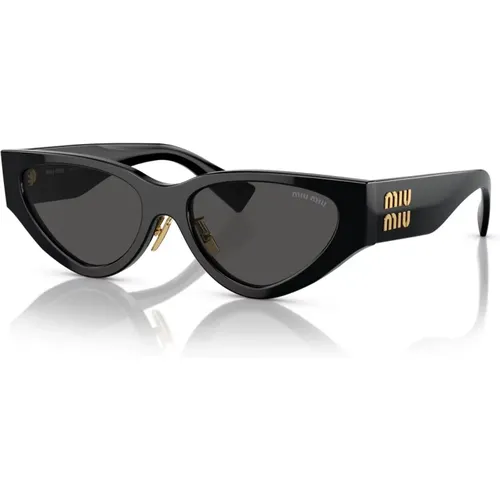 Black/Dark Grey Sunglasses , female, Sizes: 54 MM - Miu Miu - Modalova