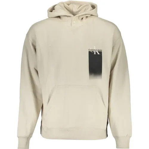 Beiger Baumwollkapuzenpullover mit Logo , Herren, Größe: S - Calvin Klein - Modalova