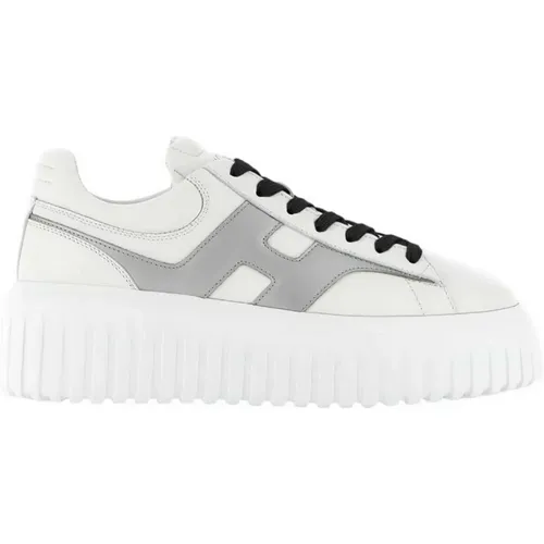 Weiße Sneakers mit gestreiftem Ledereinsatz , Damen, Größe: 37 1/2 EU - Hogan - Modalova