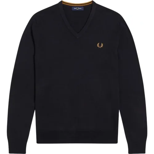 Klassischer V-Ausschnitt Pullover Rebel Stil , Herren, Größe: M - Fred Perry - Modalova