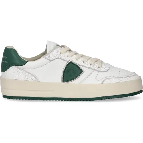 Weiße Grüne Nice Sneakers , Herren, Größe: 40 EU - Philippe Model - Modalova
