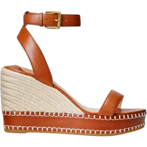 Leather Wedge Sandals Hilarie , female, Sizes: 7 UK, 4 UK, 8 UK - Ralph Lauren - Modalova