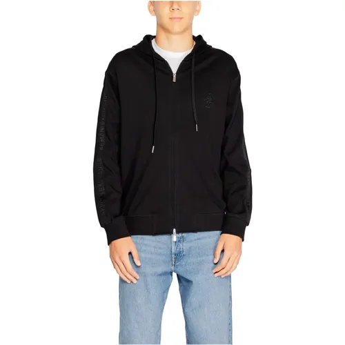 Schwarzer Kapuzenpullover mit Reißverschluss , Herren, Größe: XS - Armani Exchange - Modalova